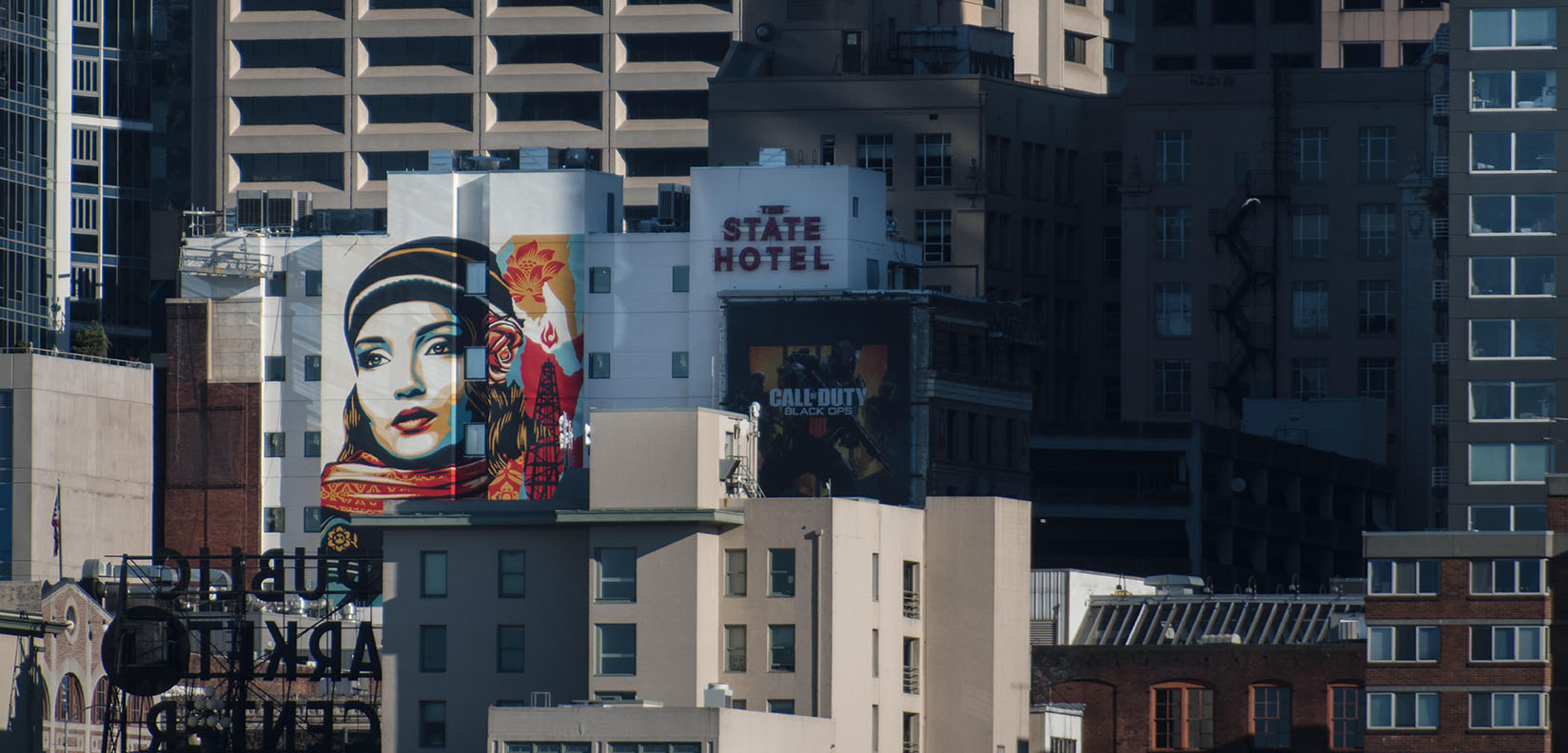 mural and buildings